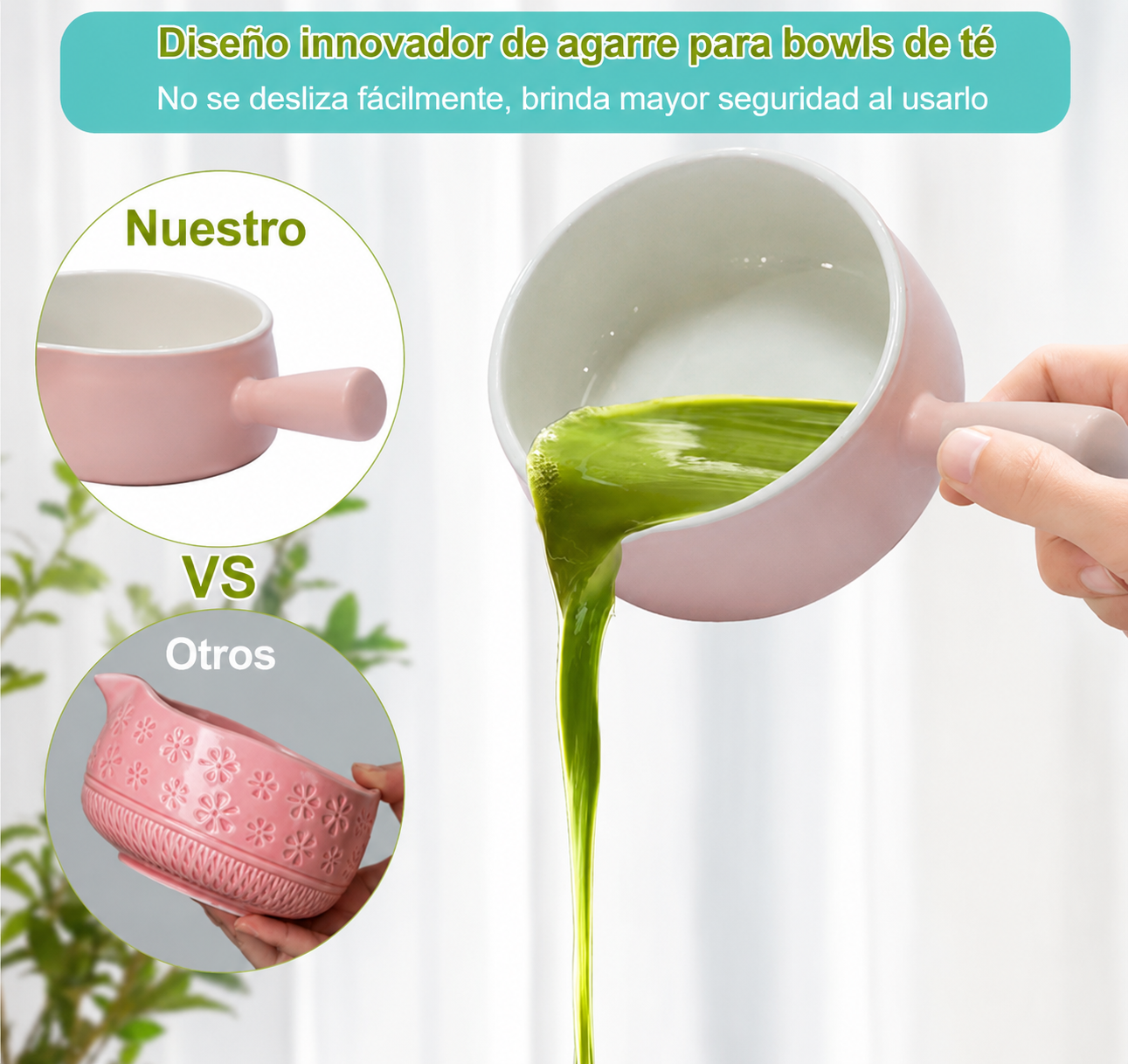 SET CEREMONIAL DE MATCHA VERSION ROSADO CON AGARRE ERGONOMICO
