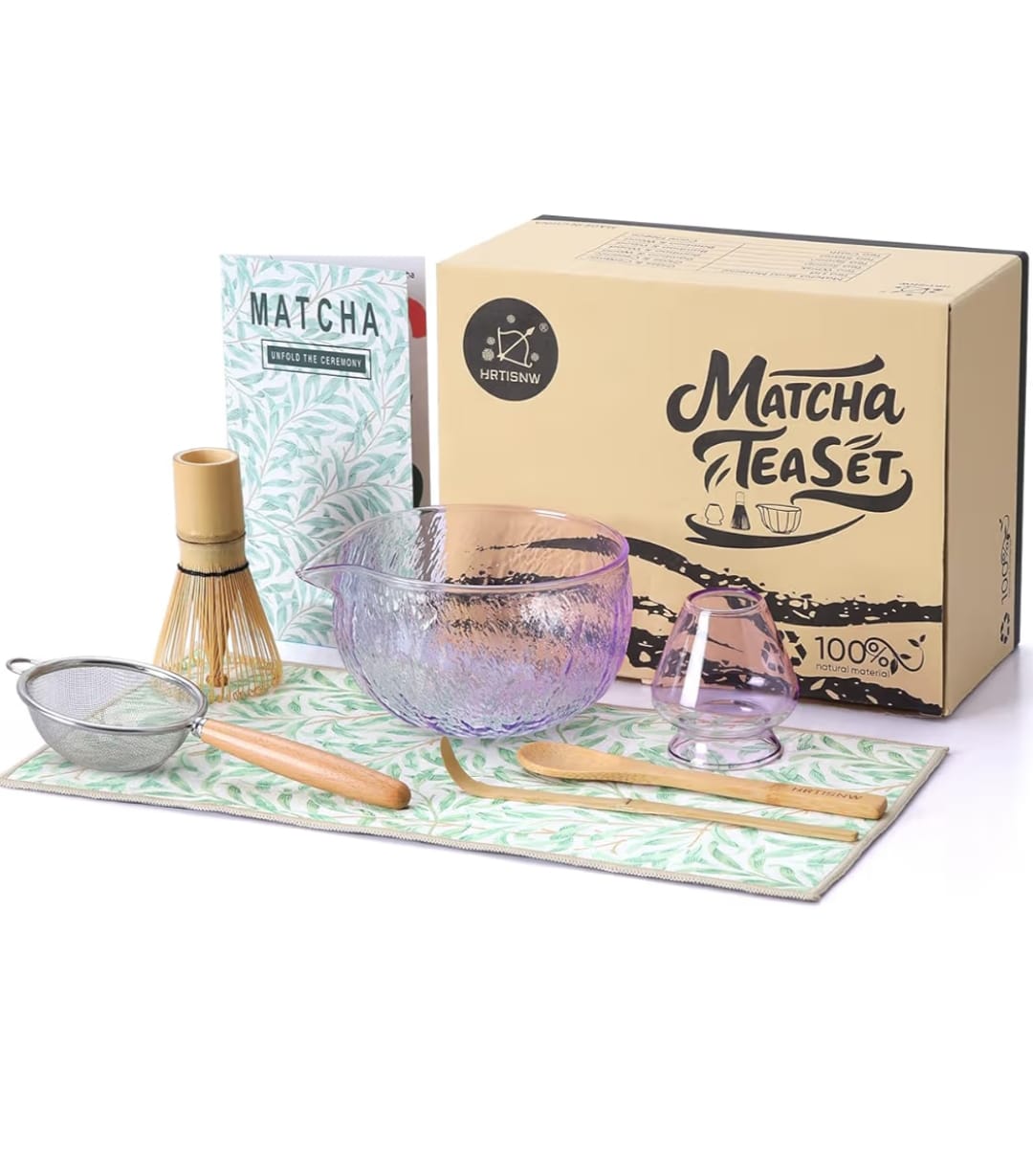 SET CEREMONIAL DE MATCHA DE VIDRIO version Morado lila (Envío incluido)